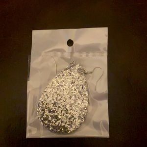 Handmade Silver Glitter Earrings NEW NIP